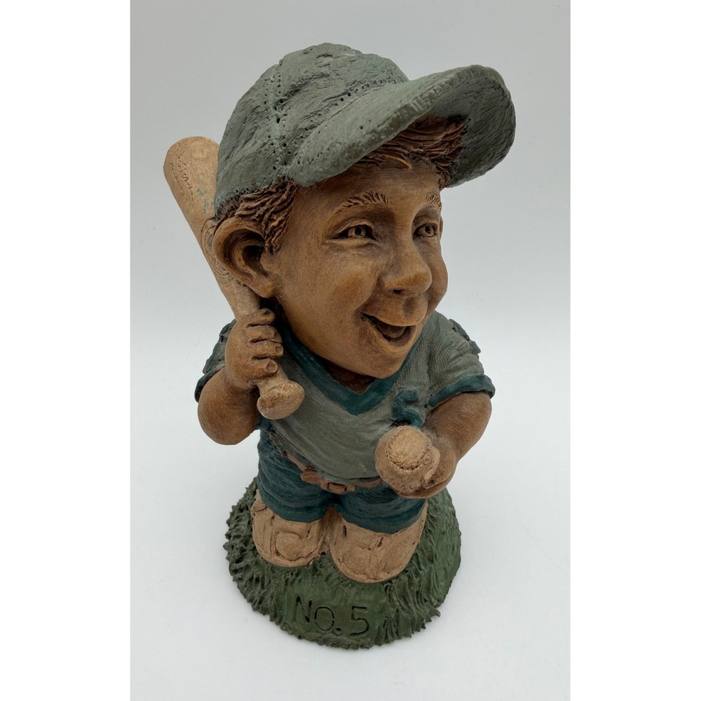 Hand Cast Resin Baseball Player Figurine Green Uniform No. 5 Sports Decor R1686